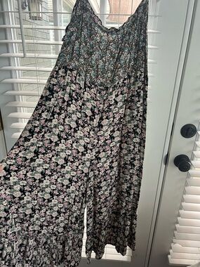 Natural Life boho Floral Wide-Leg Jumpsuit M